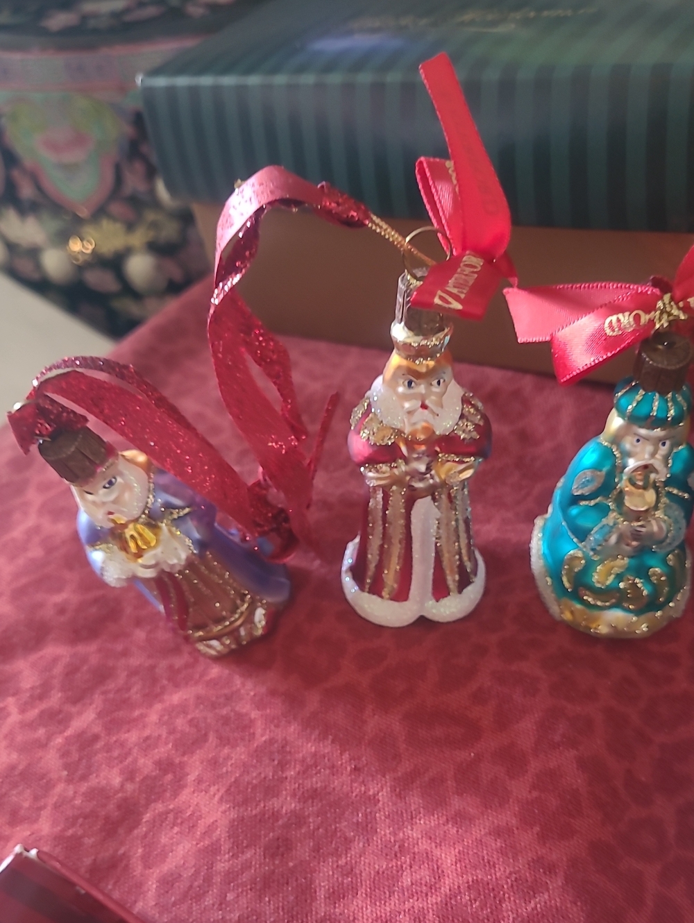 Waterford Three Wisemen  Ornament Set - Red, Blue, Purple -